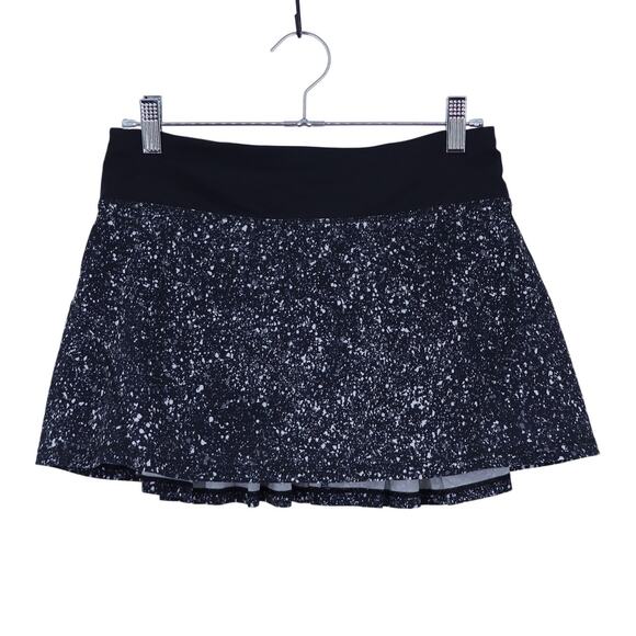 lululemon athletica Dresses & Skirts - Lululemon Splatter White Circuit Breaker Skort Black Activewear Skirt Women's 4
